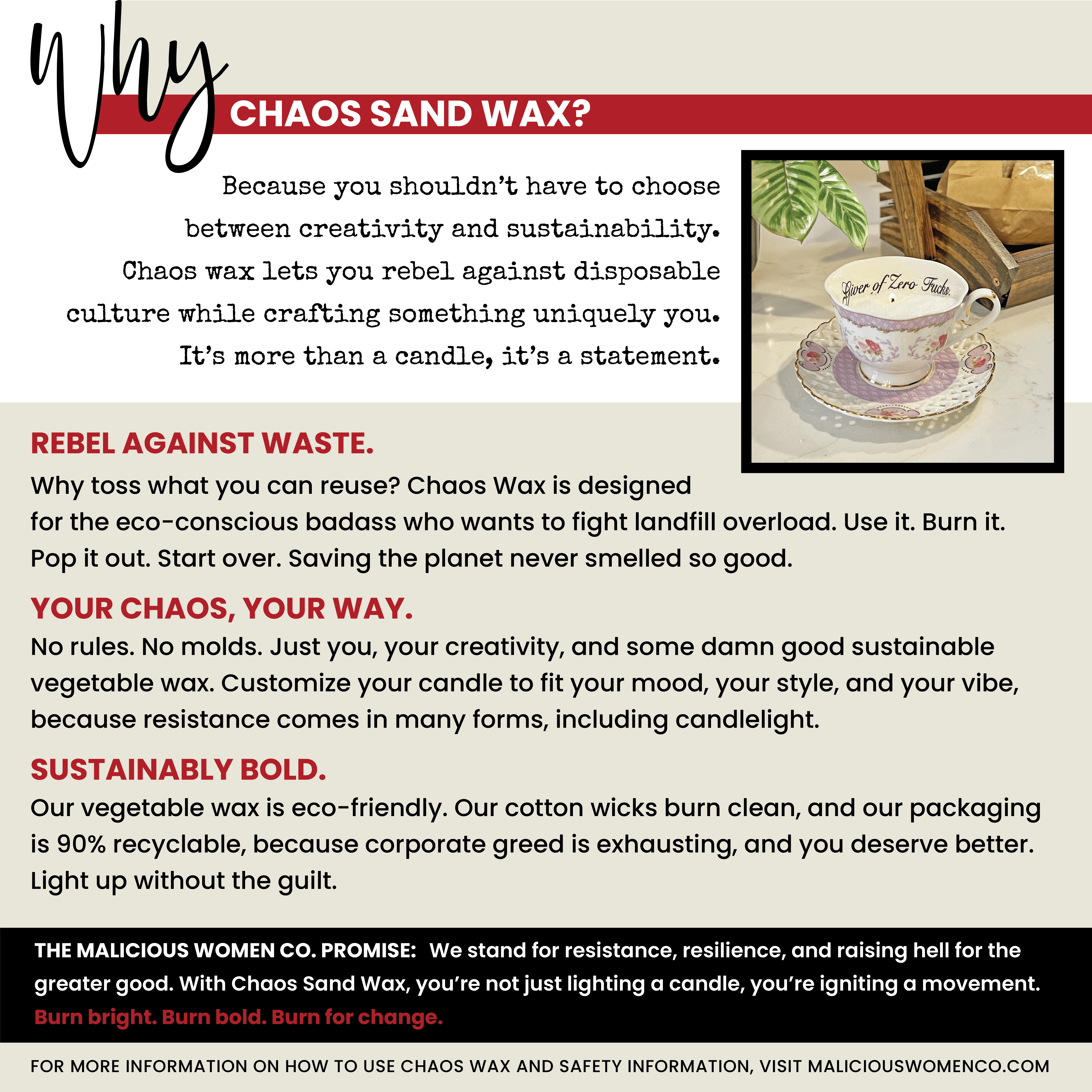 Chaos Wax - Reusable “Sand” Wax - Malicious Women Co. - Sand Wax